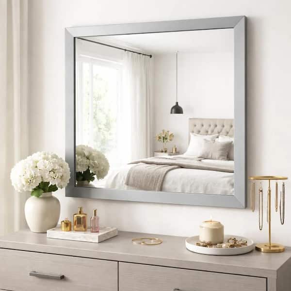 grey dresser mirror Floren Contemporary Weathered Gray Wood 6-Drawer Dresser with Mirror –  Roundhill Furniture