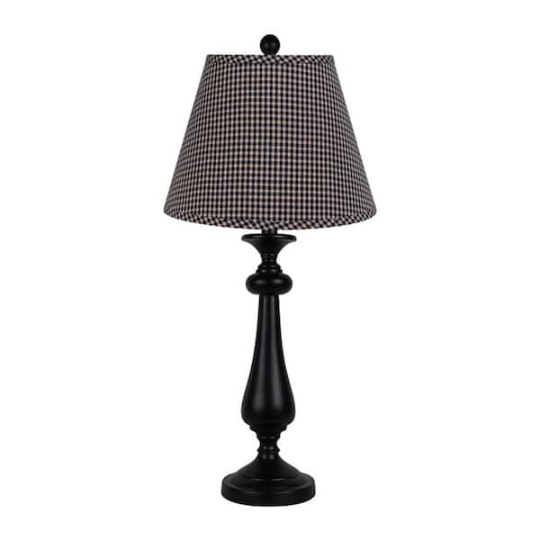 HomeRoots 26.5 in. Black Standard Light Bulb Candlestick Bedside Table Lamp