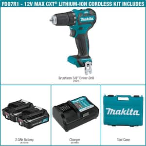 12V max CXT Lithium-Ion 3/8 in. Brushless Cordless Driver Drill Kit with (2) Batteries (2.0 Ah), Charger, Hard Case