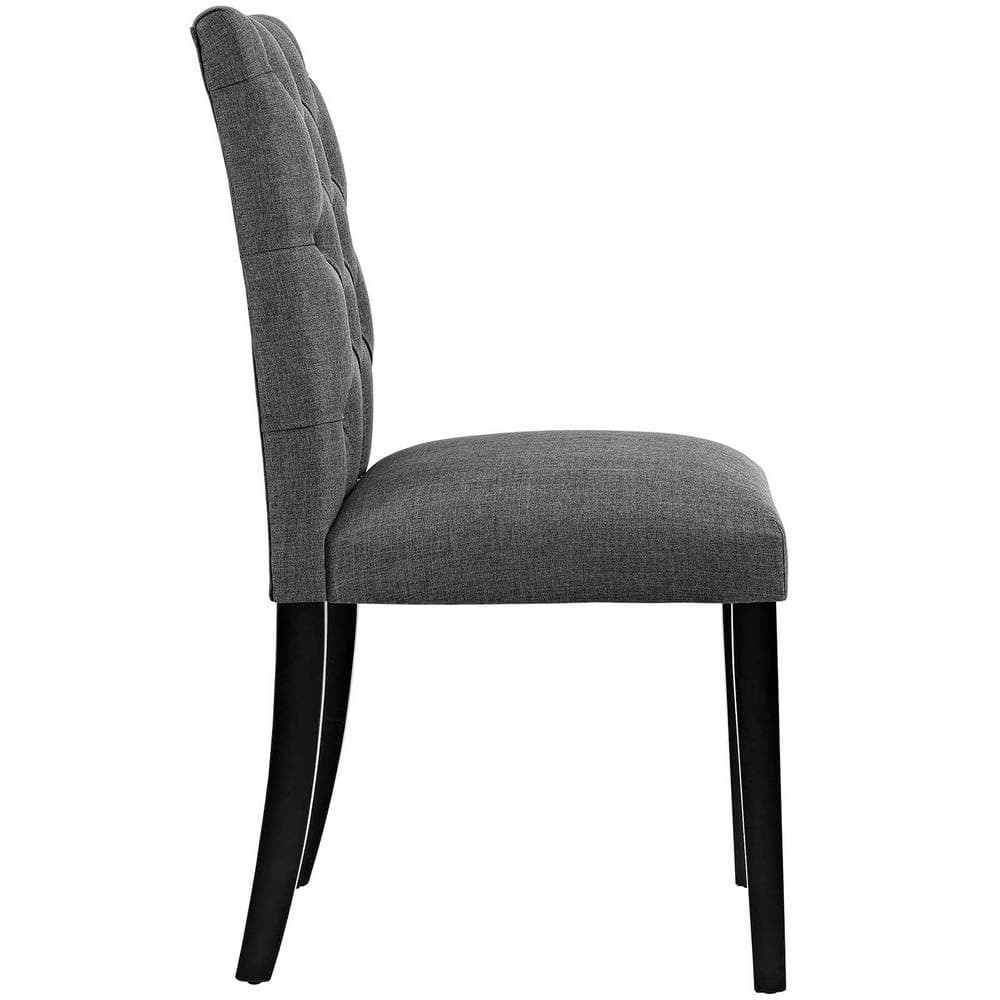 Elegant Gray Tufted Upholstered Parsons Dining Chair with Tapered Wood Legs
