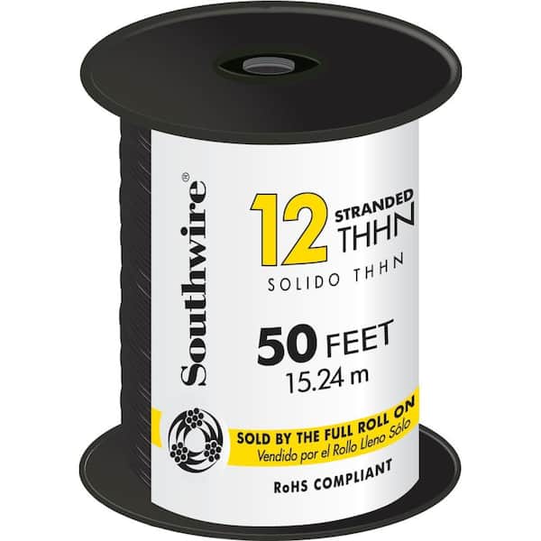 Southwire 50 ft. 12 Black Stranded CU THHN Wire