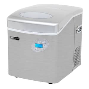 49 lb. Portable Ice Maker in Stainless Steel with Water Connection