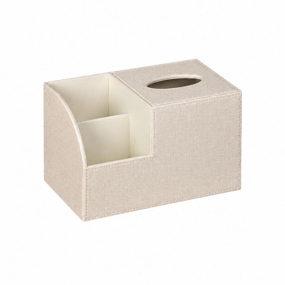 Beige PU Leather Square Tissue Box Cover with Storage for Remotes, Phones and Nightstand Organization price history on PriceWatchPro