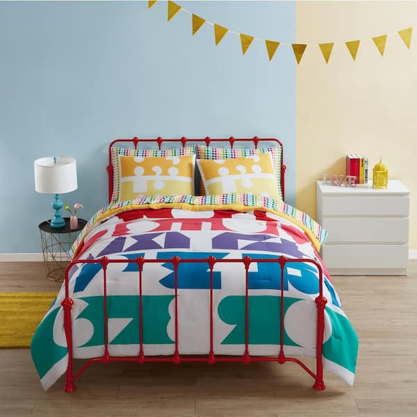 MHF Home Smarts and Crafts 3-Piece Multicolor Rainbow Alphabet Microfiber Full/Queen Comforter Set