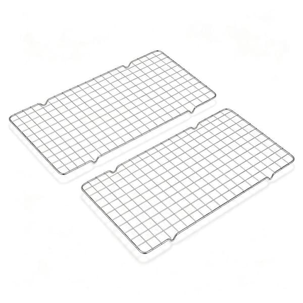 Heavy Duty Stainless Steel Silver Oven, Dishwasher Safe Wire Cooling Rack for Baking, Grilling, Roasting 2-Pack