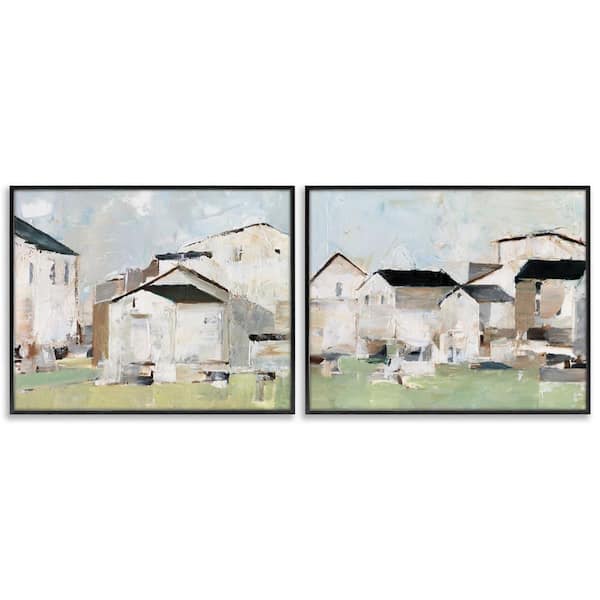 Stupell Industries Cluster of Houses View by Ethan Harper 2-Pieces Black Framed Architecture Giclee Art Print 16 in. x 20 in.