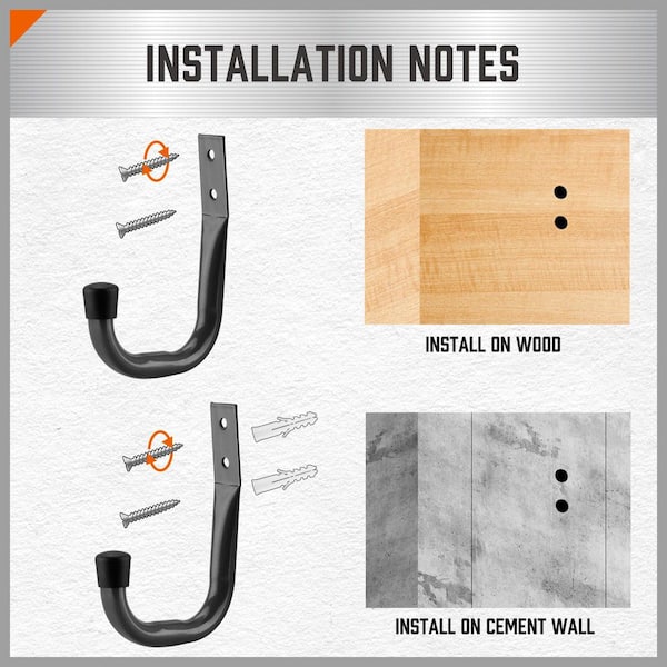 6 Pieces 4. 37in Black Metal Heavy Duty Utility Hooks for Wall
