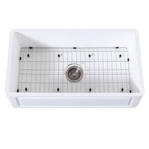 Kingston Brass Arcticstone Matte White Solid Surface 30 in. Single Bowl ...