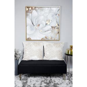 1- Panel Floral Handmade Framed Wall Art with Gold Frame 40 in. x 40 in.
