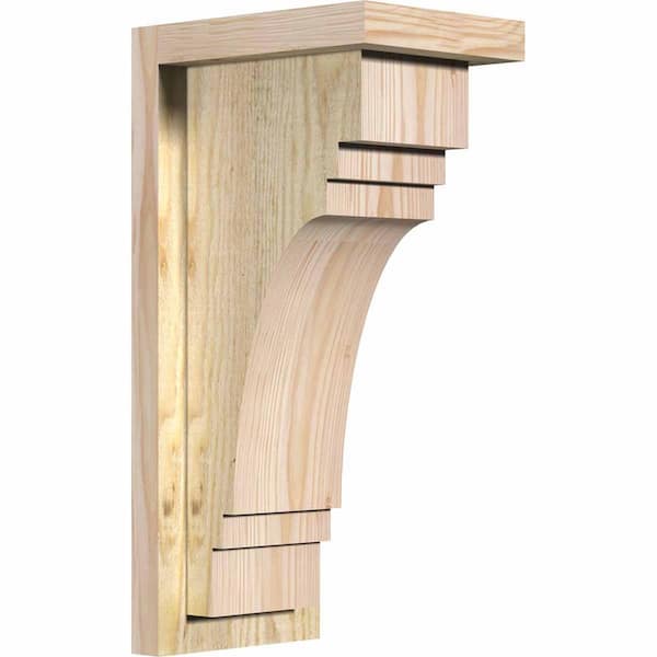 Ekena Millwork 6 in. x 8 in. x 16 in. Douglas Fir Pescadero Rough Sawn Corbel with Backplate