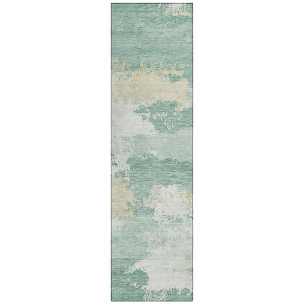 Chantille Machine Washable Indoor/Outdoor Abstract ACN2372 Turquoise 2 ft. x 7 ft. Runner Rug