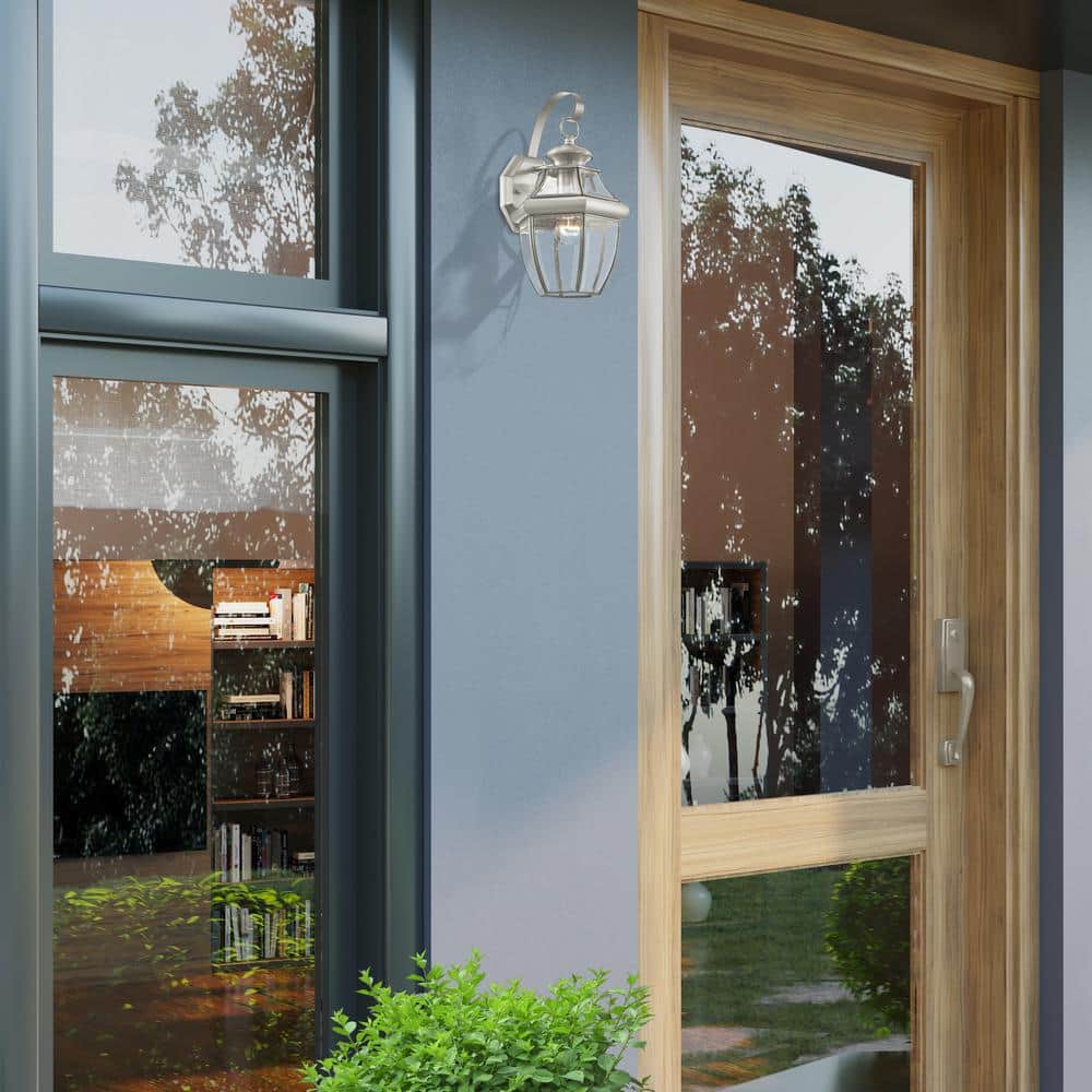 Brushed Nickel Traditional Outdoor Wall Sconce with Dome Shade