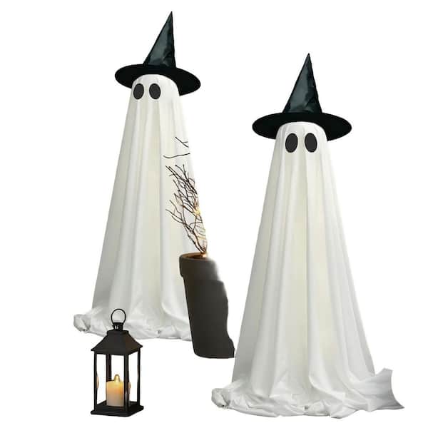 Halloween Ghost LED String Lights Decor with Remote Control, Light Up Spooky Decoration for Yard, Porch, Garden (2-Pack)