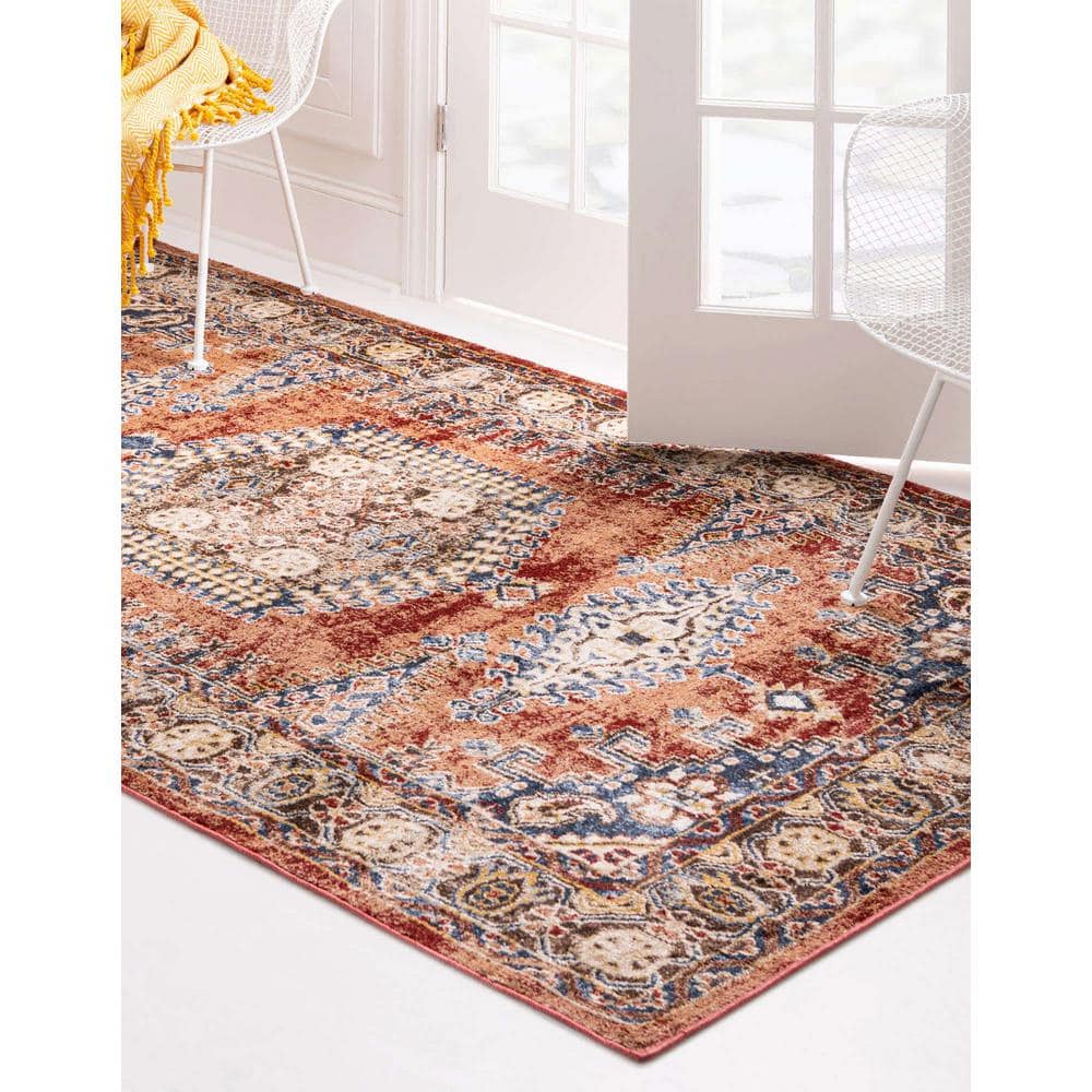 Handmade Peach Abstract 4' x 6' Synthetic Area Rug