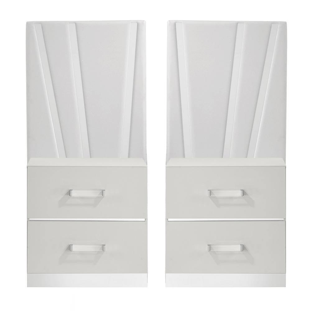 Europa White Queen Panel Bed Set with Dresser, Mirror, Nightstands