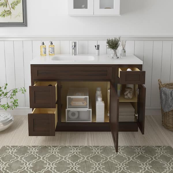 Vanity Art 48 in. W x 21 in. D x 32.5 in. H Bath Vanity Cabinet without Top in Brown