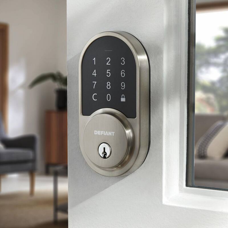 Round Satin Nickel Smart Wi-Fi Deadbolt Powered by Hubspace