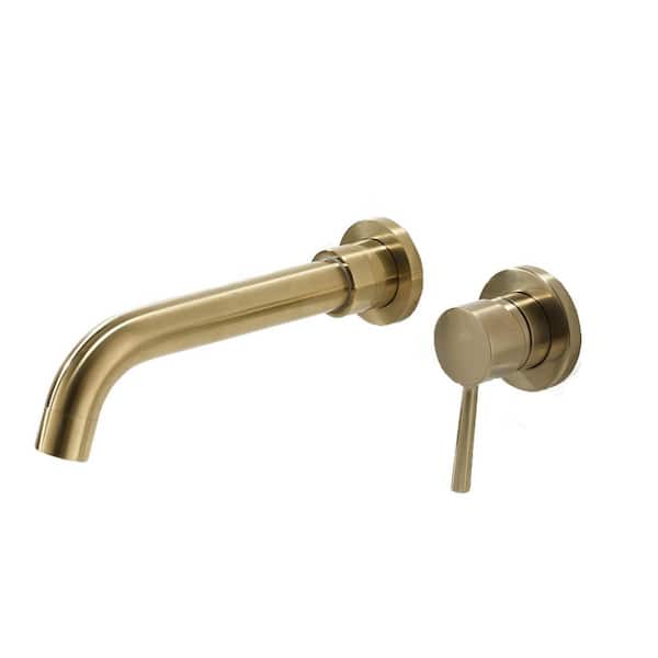 Single Handle Wall Mounted Bathroom Faucet in Brushed Gold