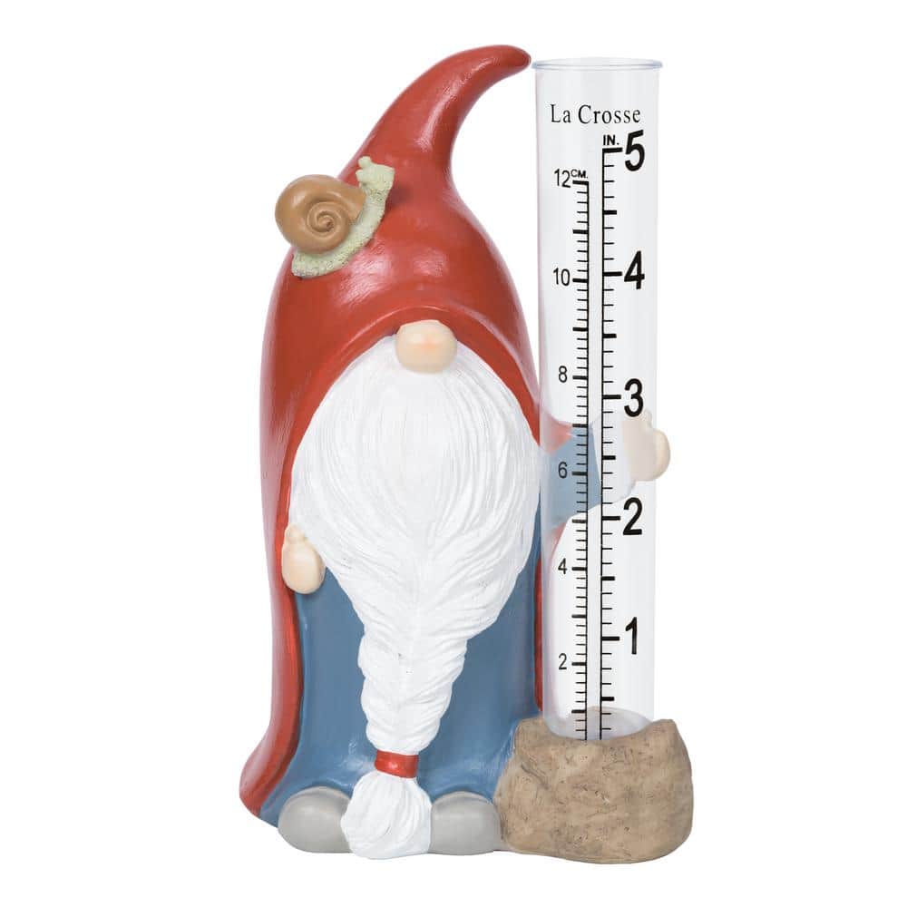 La Crosse 5 in. Table standing Polyresin Gnome Rain Gauge 7044115 The Home Depot