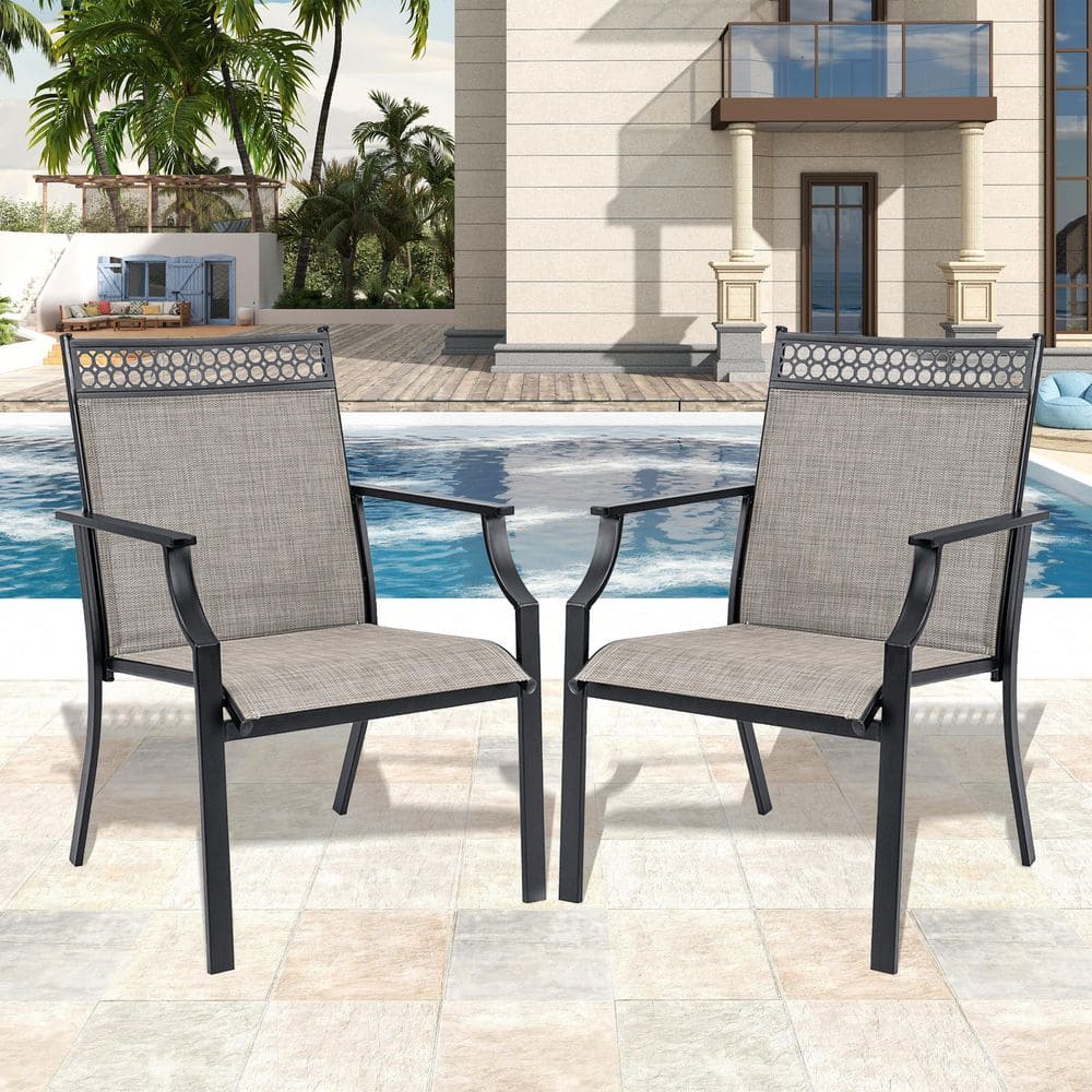 Metal 2-Piece Patio Dining Chairs (Set of 2), Brown price history on PriceWatchPro
