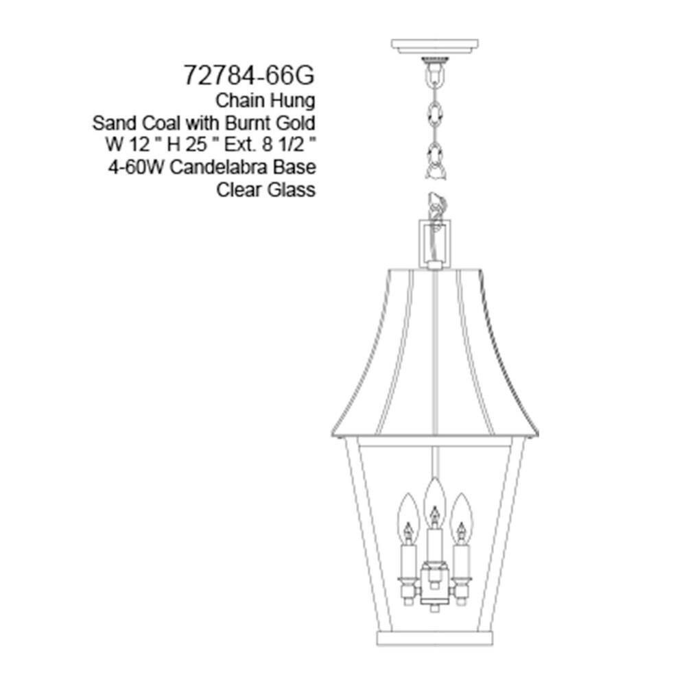 Chateau Grande 4-Light Sand Coal and Gold Outdoor Hanging Lantern