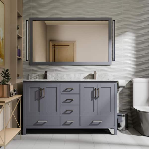 Jacques 60 in. W x 22 in. D Dark Grey Double Bath Vanity without Top
