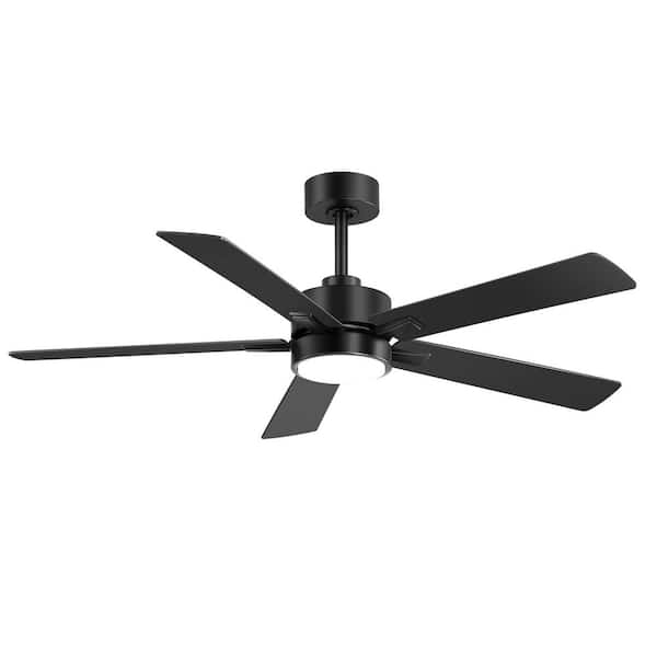 Breezary Charlie 52 in. Integrated LED Indoor All-Black Ceiling Fan with Light and Remote Control Included