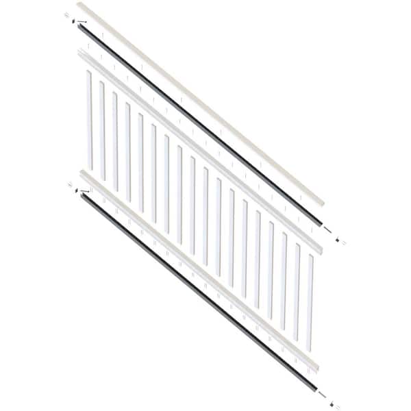 INTEX MILLWORK SOLUTIONS 96 in. Providence Stair Rail Kit with Reinforcements 18 Balusters Screws Hardware and Crush Blocks Stair/Rake Section
