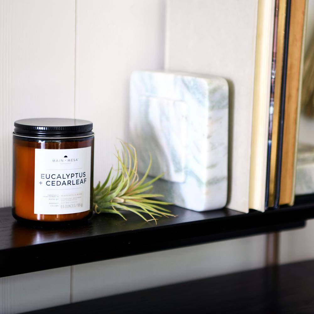 Amber Glass Jar Soy Candle with Eucalyptus & Cedarleaf Scent