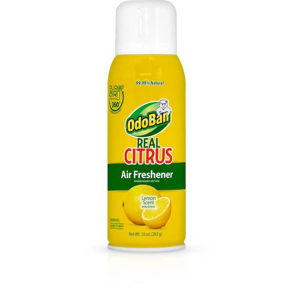 OdoBan 10 oz. Lemon Real Citrus Air Freshener Spray, Citrus Oil Natural Air Freshener for Home, Room Deodorizer & Toilet Spray