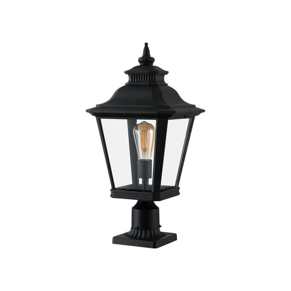 Jushua 20.8 in. 1-Light Black Aluminum Hardwired Outdoor Weather Resistant  Pier Mount Light with No Bulbs Included Z110427 - The Home Depot