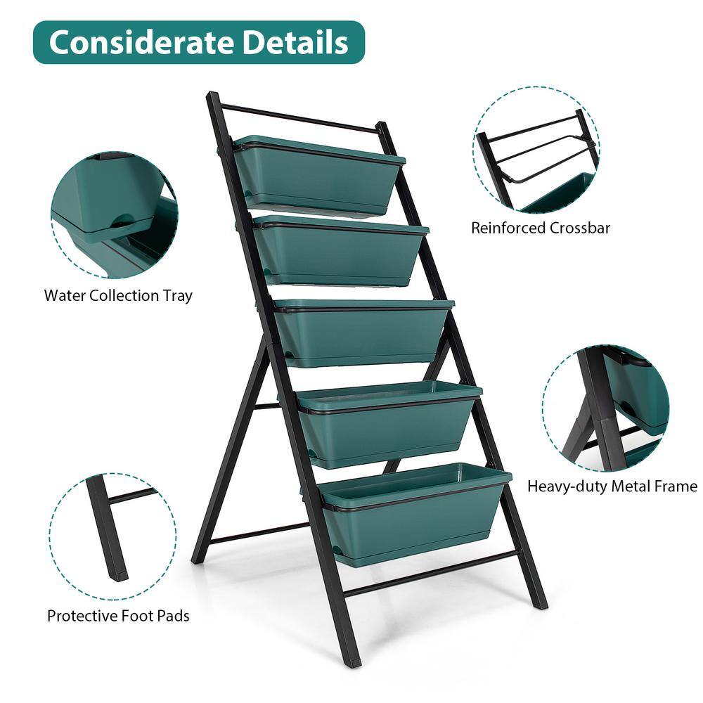 Green 5-Tier Vertical Herb Garden Planter Box with Iron Frame