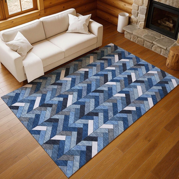 Chantille Machine Washable Indoor/Outdoor Abstract ACN2296 Blue 9 ft. x 12 ft. Area Rug