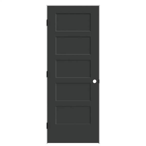 Masonite 28 in. x 80 in. 5-Panel Bayshore Right-Hand Solid Core Jet Black Molded Composite Single Prehung Interior Door