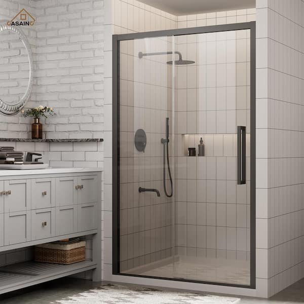 CASAINC 48 in. W x 76 in. H Sliding Framed Soft-closing Shower Door in ...