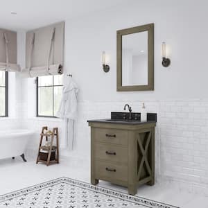 Aberdeen 30 in. W x 34 in. H Vanity in Gray with Granite Vanity Top in Limestone with White Basin and Faucet