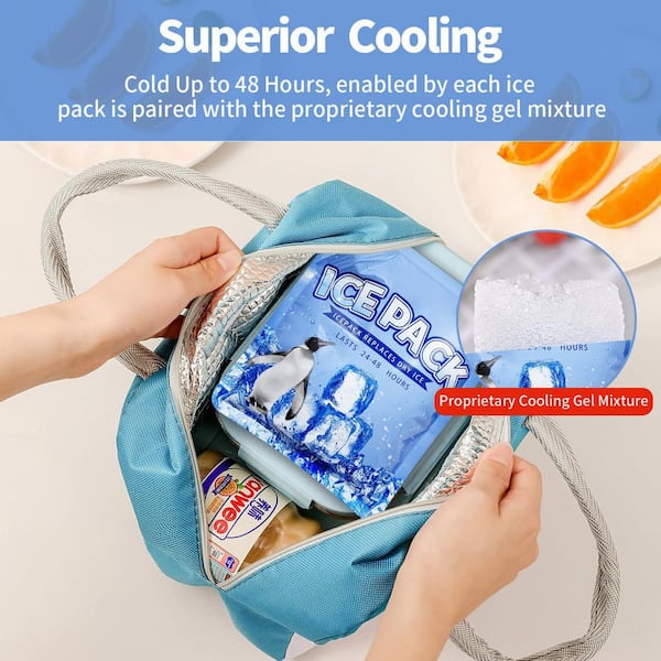 5-Pack Reusable Ice Packs for Coolers, Long Lasting Gel Freezer