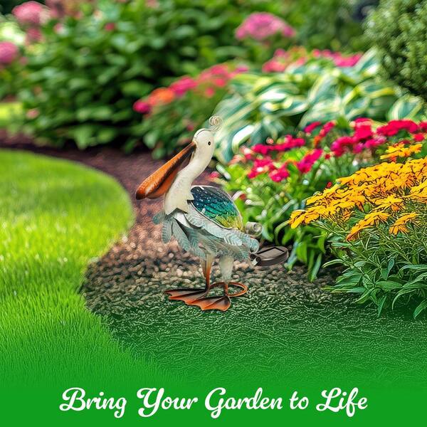 G128 Lawn and Garden Metal Pelican Solar Statue OD-1P000017-2P1