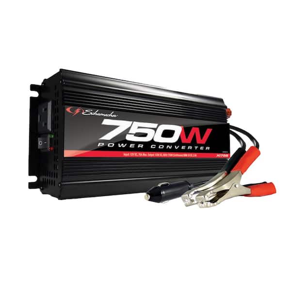 Schumacher Electric Automotive 750 Watt, 1500 Peak Watt DC to AC Power Converter with Two 120 Volt AC Outlets and USB Port