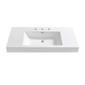 Mezzo 40 in. Drop-In Acrylic Bathroom Sink in White with Integrated Bowl