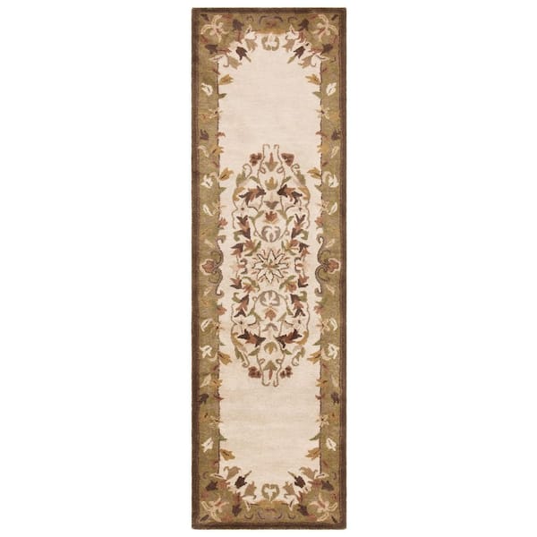 Heritage 2 ft. x 12 ft. Beige/Green Border Runner Rug