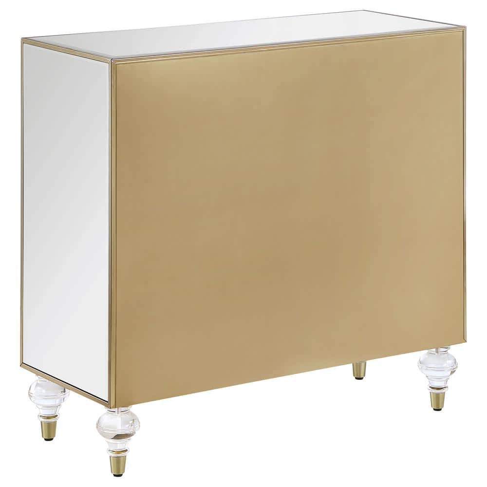 Glamorous Mirror and Champagne 2-Door Accent Cabinet