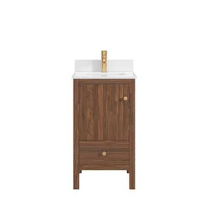 Rory 20 in. W x 17 in. D x 34.75 in. H Single Sink Bath Vanity in Walnut with Engineered White Vanity Top