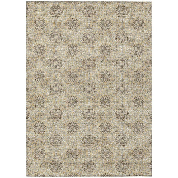 Chantille Machine Washable Indoor/Outdoor Abstract ACN1856 Gold 9 ft. x 12 ft. Accent Rug