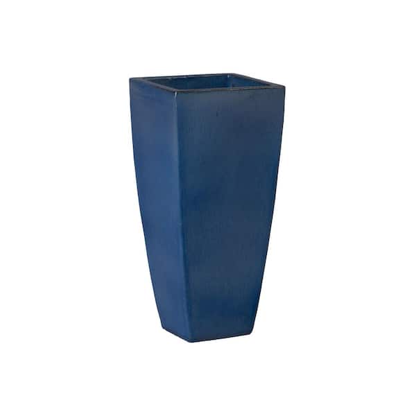 Emissary 9 in. L x 20 in. H Blue Snow Ceramic Square Planter with High-fire Treatment