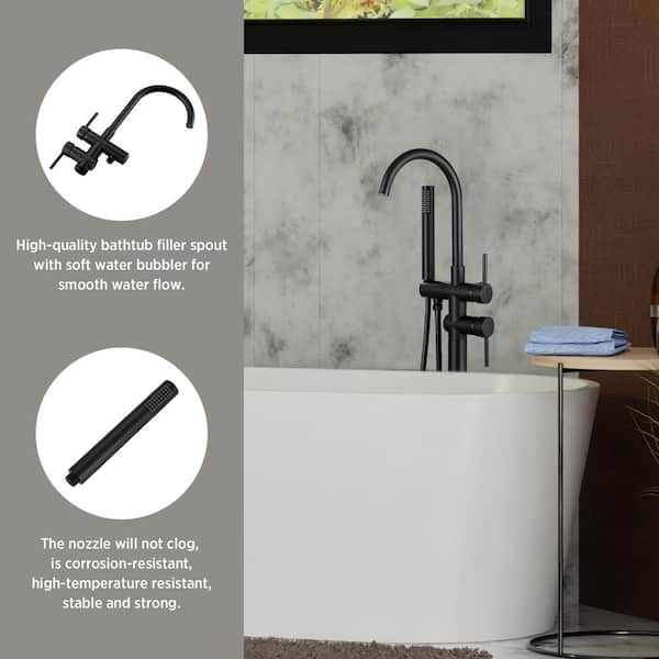 AKLFGN Waterfall Single-Handle Floor Mount Freestanding Tub Faucet