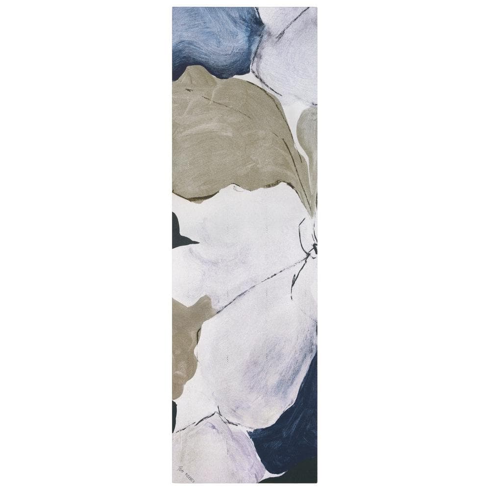 Floral Serenity I Large Blue and Beige Canvas Wall Art