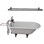 5.6 ft. Cast Iron Ball and Claw Feet Roll Top Tub in White with Oil Rubbed Bronze Accessories