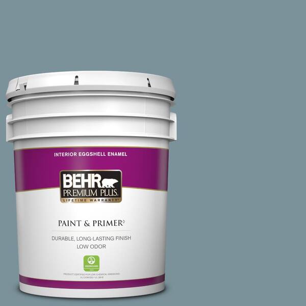 BEHR PREMIUM PLUS 5 gal. #PMD-55 Silent Tide Eggshell Enamel Low Odor Interior Paint & Primer