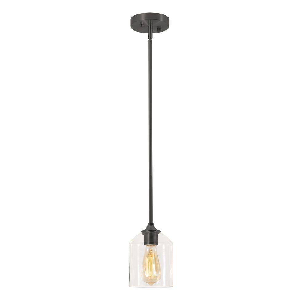 Elegant William Black Glass Mini Pendant Light 5.5"